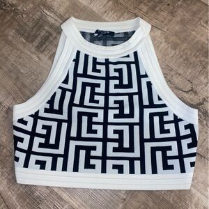 Balmain Monogram Knit Crop Top